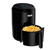 Tefal EY3018 Easy Fry Compact Heißluftfritteuse | Kapazität: 1,6 L | 6 Kochprogramme | Digitales Display | Timer | gesund ohne Fett/Öl | knusprige Pommes | Hot Air Fryer für 1-2 Personen| schwarz