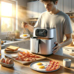 Digitale Heißluftfritteuse mit Speck und Spiegelei