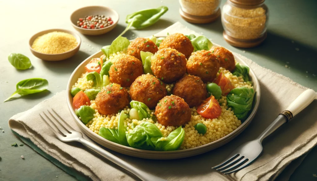 Couscous Frikadellen mit Salat