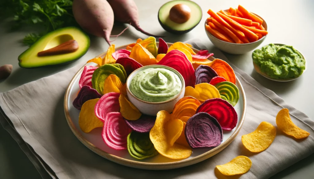 Gemüsechips mit Avocadocreme
