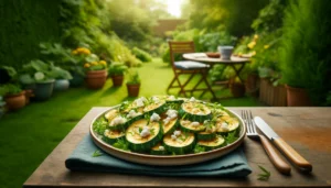 Vegetarische Piccata von der Zucchini mit Feta