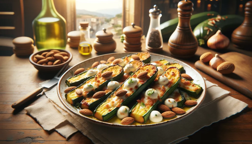 Zucchini mit Mandeln und Mozarella
