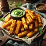 Knusprige Halloumi-Fritten mit Kräuterdip