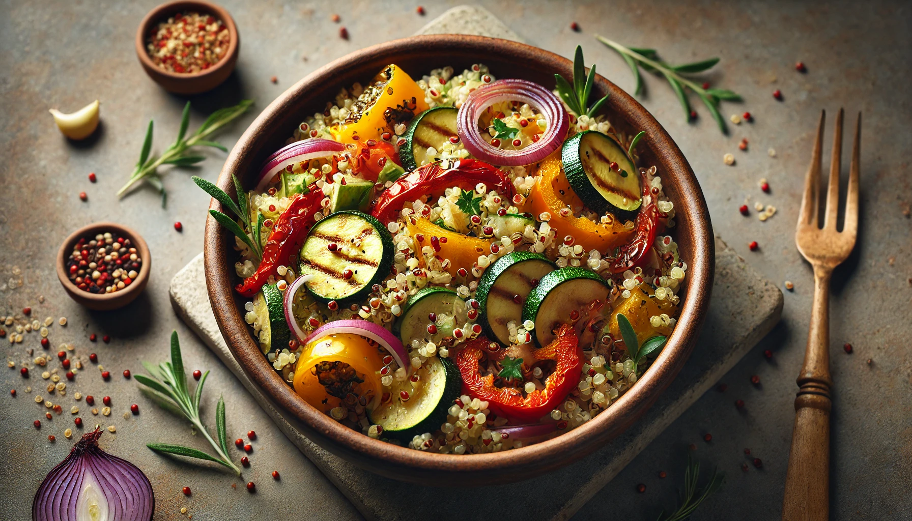 Warmer Quinoa-Salat mit geröstetem Gemüse