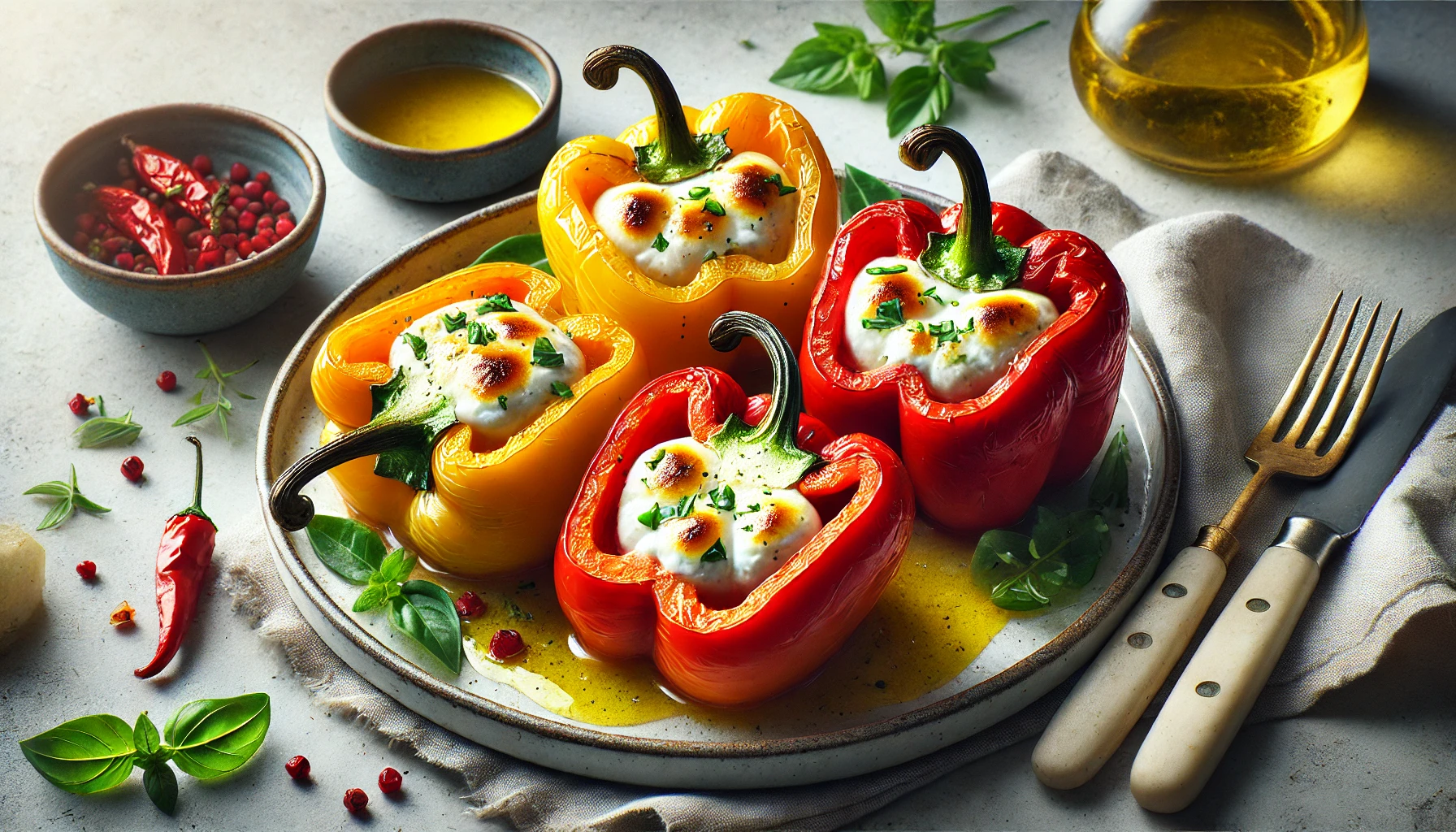 Airfryer-Paprika mit Feta-Füllung