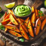 Gebackene Süßkartoffel-Wedges mit Avocado-Dip