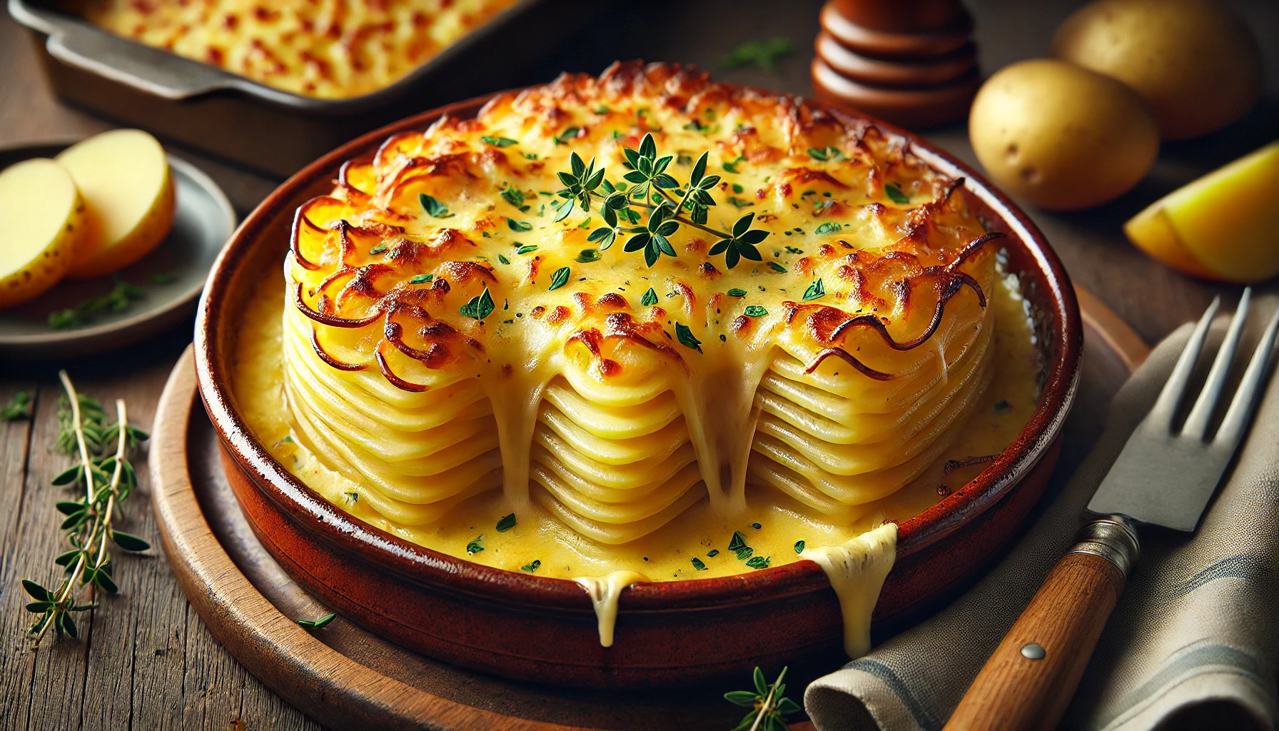 Kartoffelgratin mit Käse überbacken