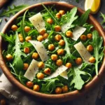 Rucola-Salat mit gebackenen Kichererbsen