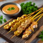 Satay-Hähnchenspieße mit Erdnusssauce