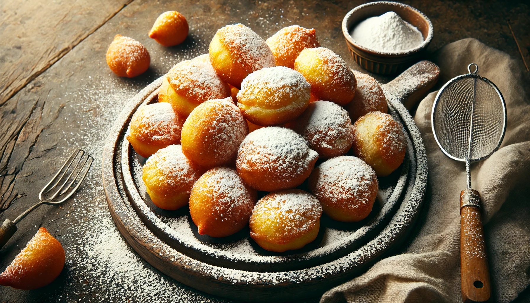 Beignets mit Puderzucker